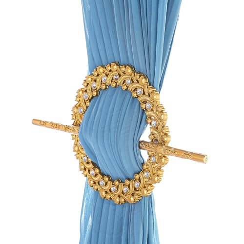Gold Crystal Curtain Tiebacks with Mounting Rods - 2 Pack