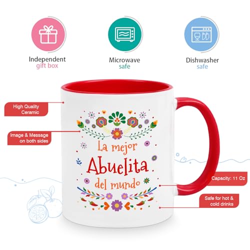 Abuela Gifts 11oz Coffee Mug Red & White – La Mejor Abuelita Del Mundo