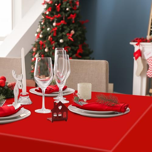 JarThenaAMCS 4Pcs Christmas Plastic Tablecloth Red Green Waterproof 54x108 Inch Holiday Party Decor