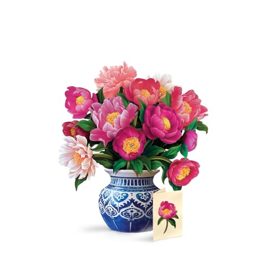 3D Peony Pop Up Greeting Card - 13-Inch Floral Bouquet Paper Card