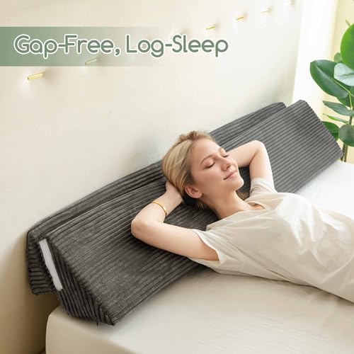 King Size Wedge Pillow for Bed Gap Filler - Adjustable Foam Support (Grey 76"x11"x9")