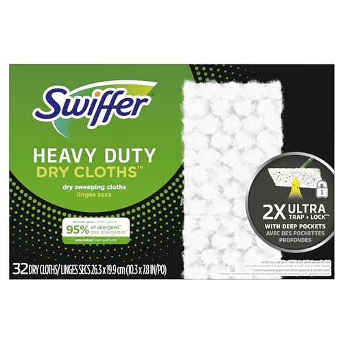 Heavy Duty Dry Sweeping Cloth Refills for Floor Cleaning, Unscented - 32 Count