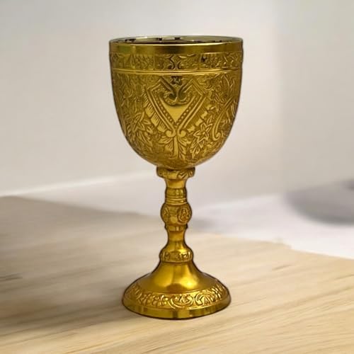 Handmade Solid Brass Wine Chalice - 8oz Antique Style Goblet Cup
