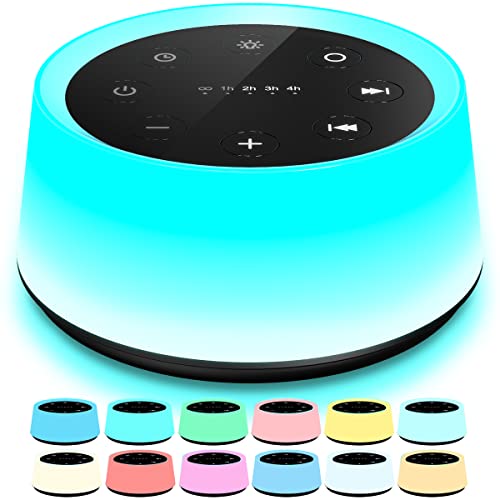 White Noise Sound Machine with 30 Soothing Sounds & 12-Color Night Light