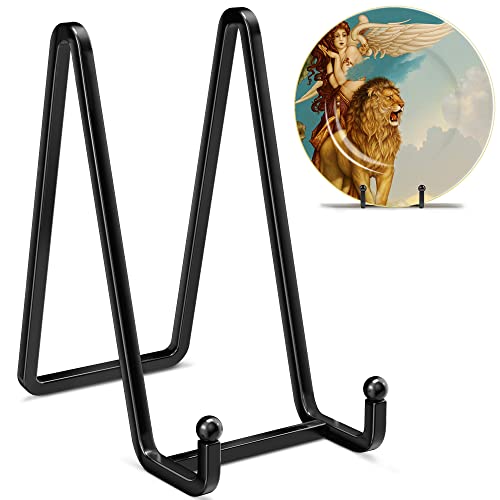 6-Inch Metal Square Picture Frame Easel Stands, Matte Black (2 Pack)