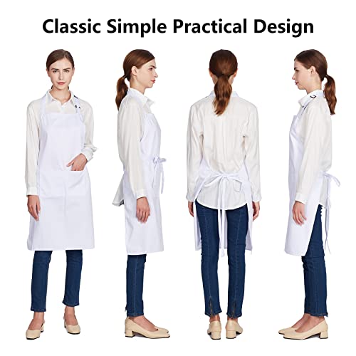 12-Pack 100% Cotton Bib Aprons - Adjustable Kitchen Cooking Chef Apron