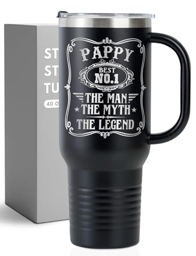 40oz Stainless Steel Tumbler with Handle - Gift for Dad from Kids, Keeps Drinks Hot/Cold, Lid & Straw