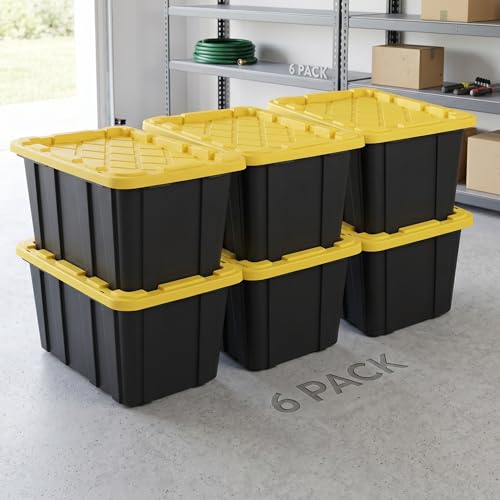 6-Pack 27 Gallon Heavy Duty Plastic Storage Bins with Lids