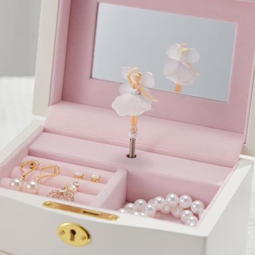 Ballerina Musical Jewelry Box with Mirror - Kids Keepsake Storage Chest