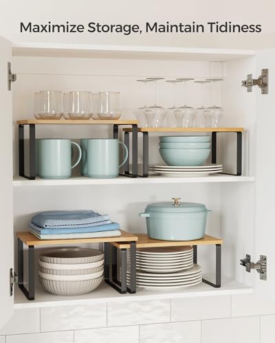 Stackable Kitchen Cabinet Shelf Risers - Set of 2 Countertop Spice Racks