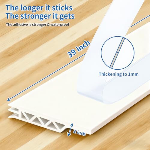 Self-Adhesive Door Draft Stopper - 39 Inch Under Door Sweep (2 Pack, Black)