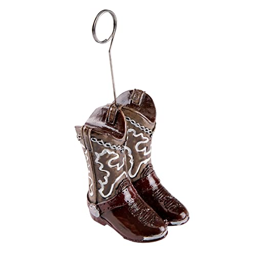 Western Cowboy Boots Photo and Balloon Holder for Rustic Party Decor
