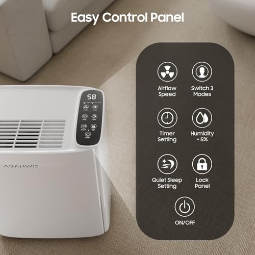 34 Pint Dehumidifier for Basement with Drain Hose & 4 Modes