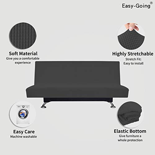 Stretch Armless Futon Slipcover - Soft Jacquard Sofa Bed Protector