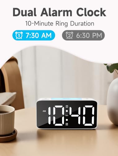 Extra Loud Digital Alarm Clock for Heavy Sleepers with RGB Display & USB Charger