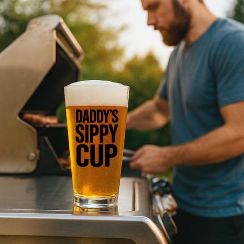 Daddy's Sippy Cup 16oz Beer Pint Glass - Funny Gift for Dad