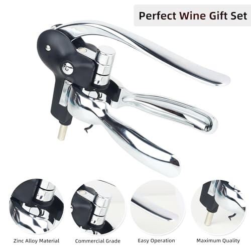 QONYFONE Futura Silver Lever Wine Opener with Gift Box – Easy Corkscrew Set
