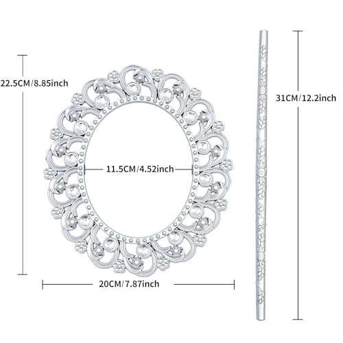 2-Pack Decorative Silver Metal Curtain Tiebacks with Crystal Floral Design