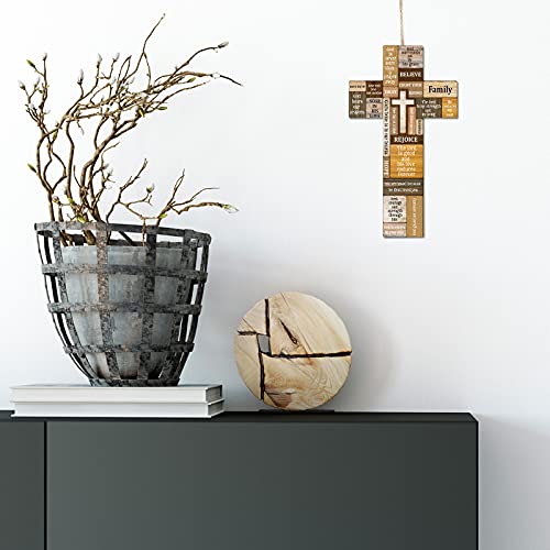 Rustic Wooden Cross Wall Decor, 10.6-Inch Inspirational Religious Sign