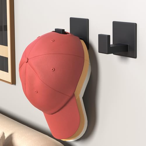 4-Pack Adhesive Wall Hooks - Heavy Duty Space Aluminum Towel Hooks (Black)