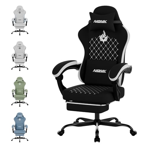 Ergonomic Gaming Chair with Massage, Footrest and Lumbar Support