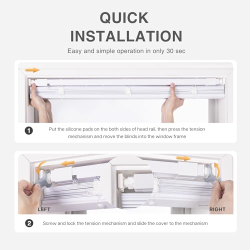 Cordless No Drill Vinyl Mini Blinds - 35" W x 36" H, White
