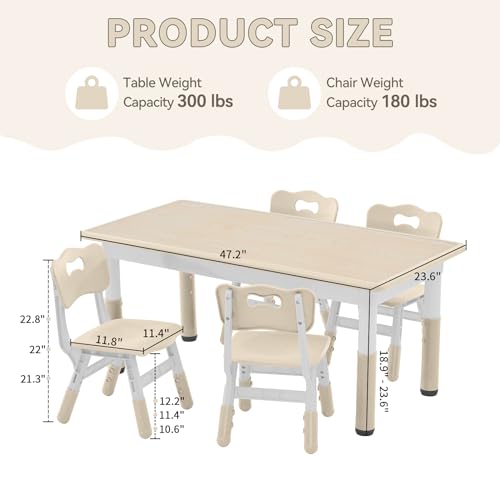 Adjustable Kids Study Table and Chair Set with Graffiti Desktop