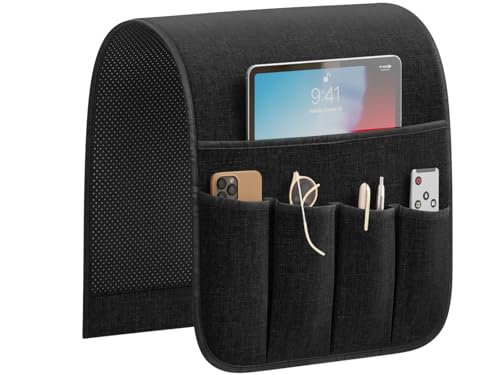 Non-Slip Sofa Armrest Organizer with 5 Pockets for Remote Control & Tablet