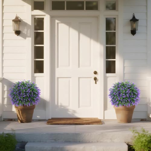 2-Pack Artificial Topiary Ball Shrubs, UV Resistant Faux Boxwood Plants