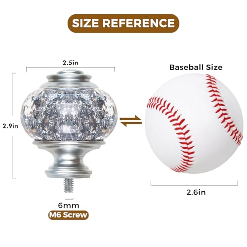 Decorative Curtain Rod Finials, Silver Translucent Ends for 1-Inch Rods