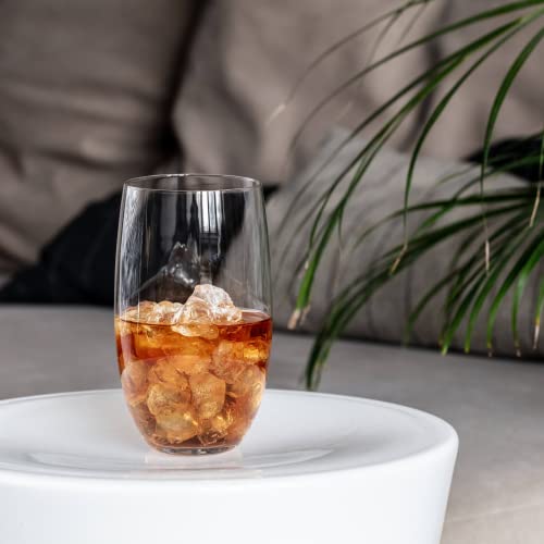 Set of 6 Lead-Free Crystal Drinking Glasses, 17.2 oz Transparent Glassware