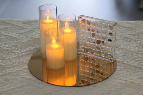 12 Pack 10-Inch Round Gold Acrylic Mirror Centerpieces for Tables
