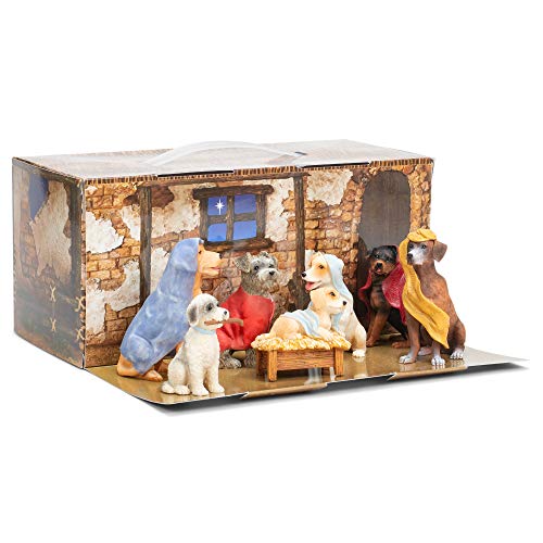 Dog Nativity Scene Christmas Decoration - 7-Piece Resin Figurine Set