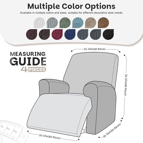 Stretch Recliner Chair Covers - 4-Piece Slipcover Set, Khaki