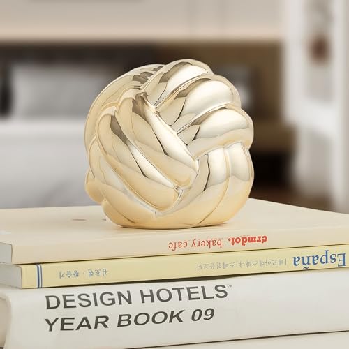 Small Gold Ceramic Knot Decor, Minimalist Modern Tabletop Ornament