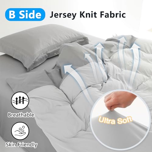 Waterproof Twin Duvet Protector Cover - Gray, Reversible for Pets & Incontinence