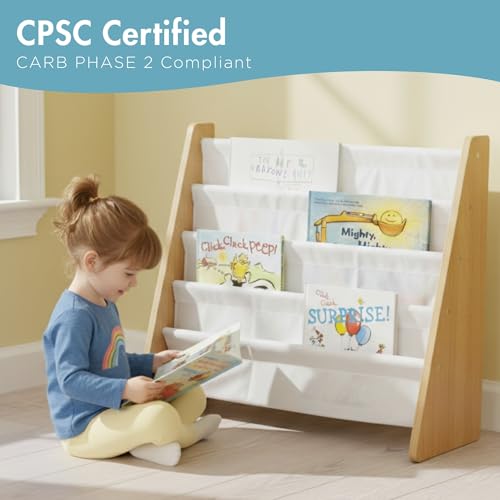 Kids 4-Tier Front Facing Bookshelf - Montessori Toddler Bookcase Display