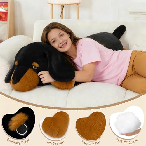 Relaxed Dachshund Body Pillow - 39-Inch Plush Weiner Dog Cushion for Dog Lovers