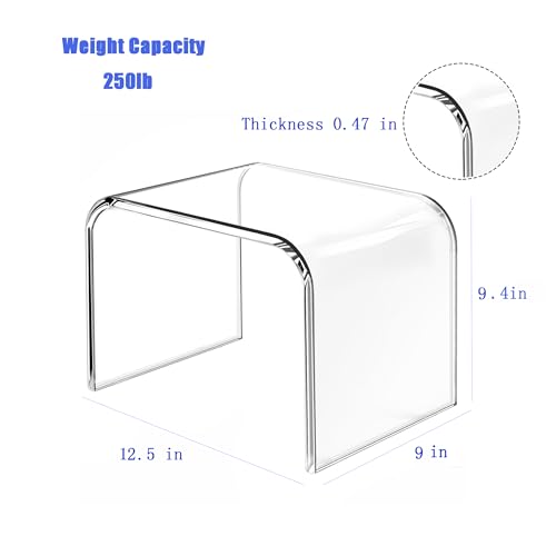 Clear Acrylic Step Stool, Modern U-Shaped Bathroom Stool, 250lb Capacity