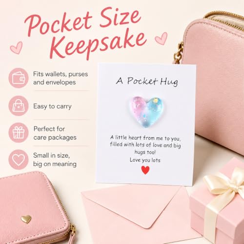 Kryoflare Pink & Blue Heart Pocket Hug Token Gift - Inspirational Support Card