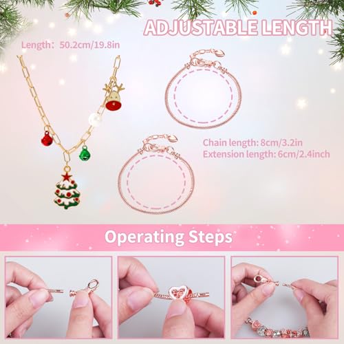 Pink Advent Calendar Charm Bracelet Kit for Teens & Women, 24 Days Jewelry Making Gift