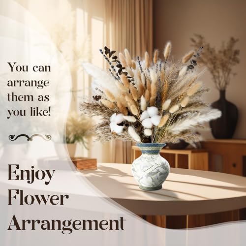Natural Dried Flower Bouquet with Pampas Grass & Eucalyptus for Boho Home Decor