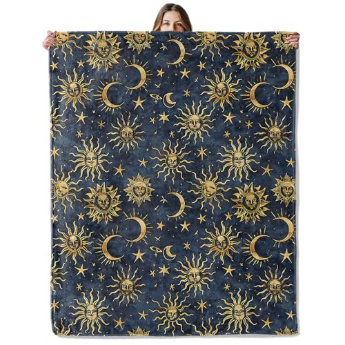 SIUKUS Sun Moon Star Galaxy Throw Blanket 60x80 Cozy Flannel for Kids & Adults