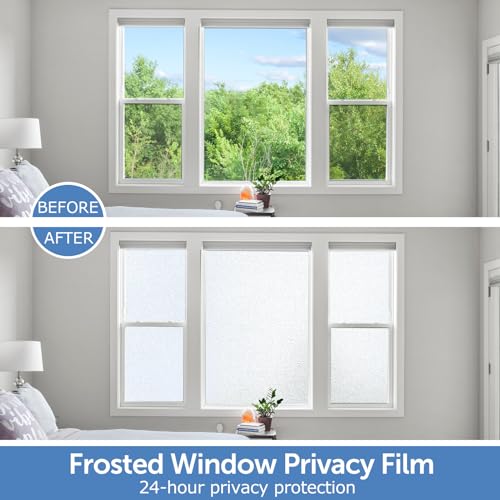 Frosted Window Privacy Film - Non-Adhesive, 23.6x78.7 Inch, UV Blocking