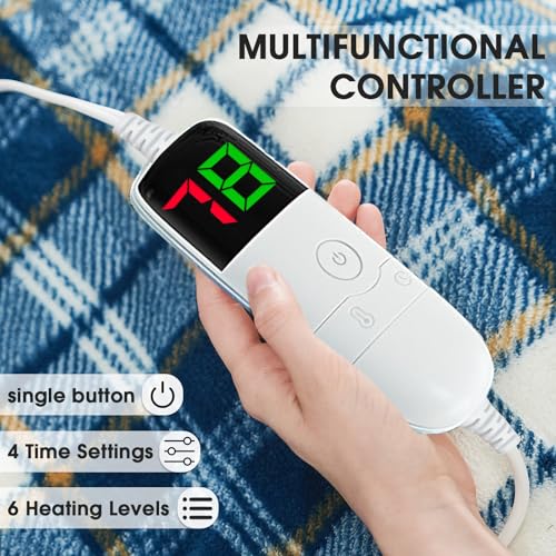 Electric Heated Blanket Throw 50x60 with 10 Heat Levels & Auto Shut-Off