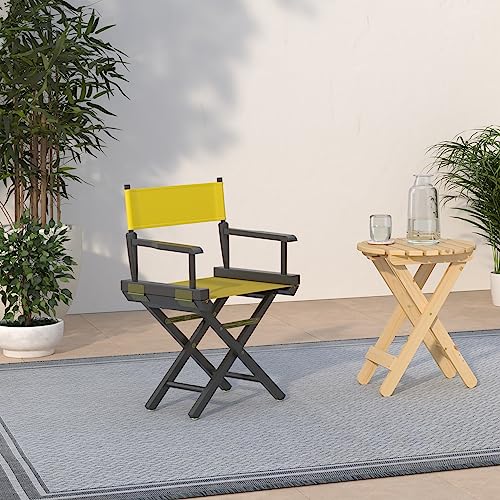 Foldable Solid Wood Director Chair with Gold Canvas, 18-Inch Seat Height