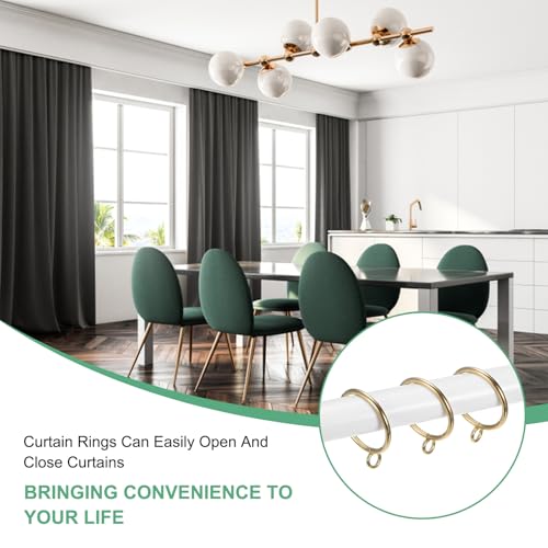 30-Pack Gold Curtain Rings with Eyelet, 1-Inch Rustproof Metal Drapery Rings