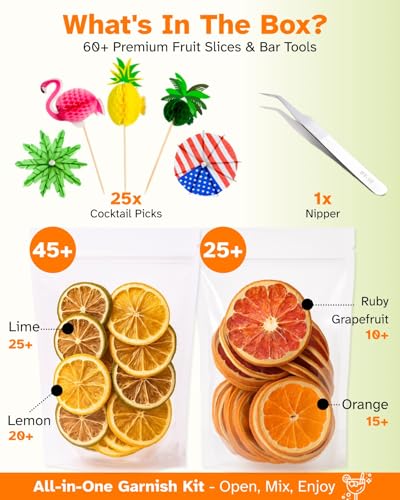 Dehydrated Citrus Slices Set, 70+ Pieces Dried Fruit for Cocktails & Baking