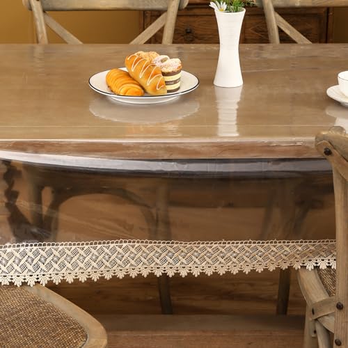 Clear Vinyl Tablecloth Protector, Waterproof 54x84 Inch Plastic Table Cover