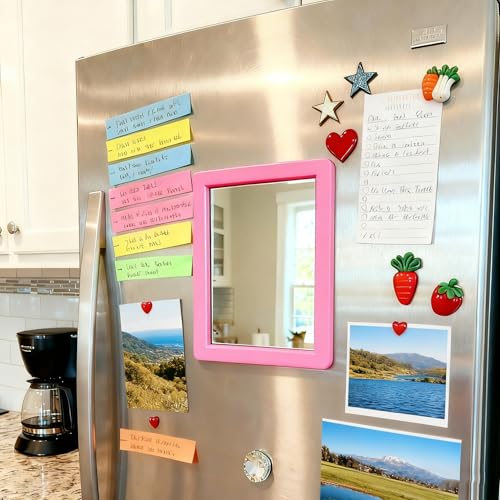 Magnetic Locker Mirror - 5x7 Real Glass, Pink Decor